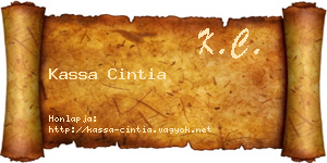 Kassa Cintia névjegykártya